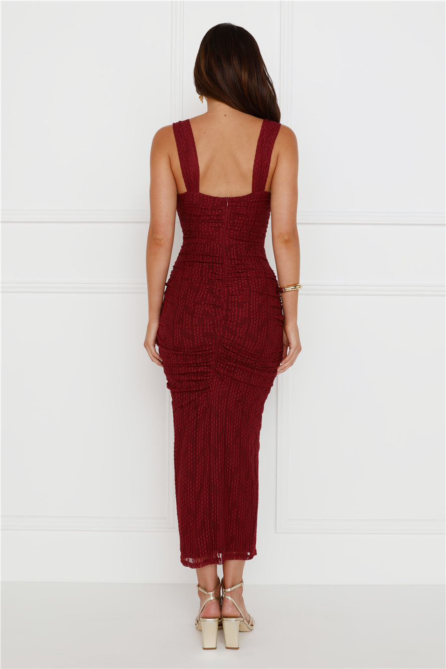 Charmed Evening Mesh Maxi Dress Red