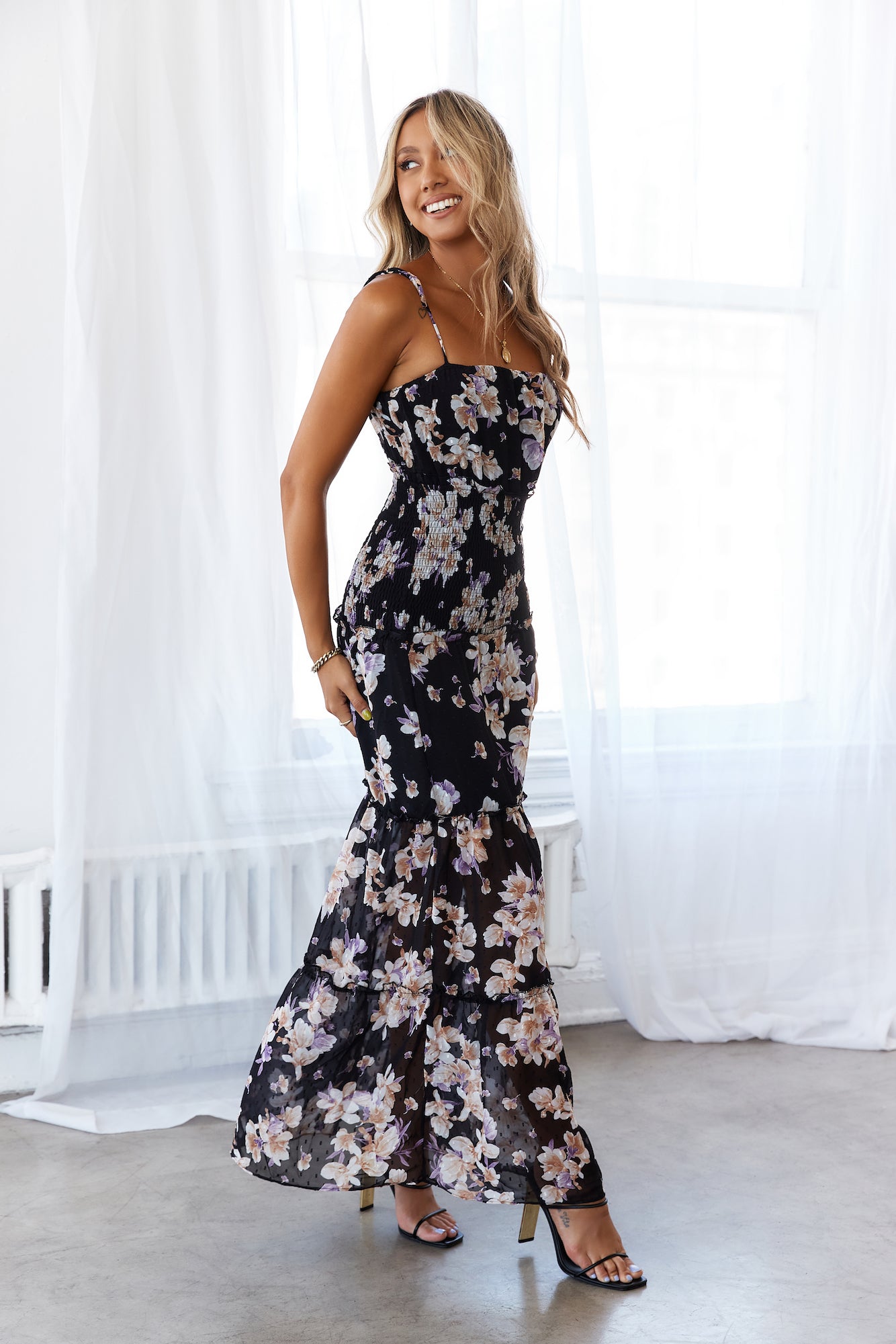 HELLO MOLLY Whimsical Day Maxi Dress Black