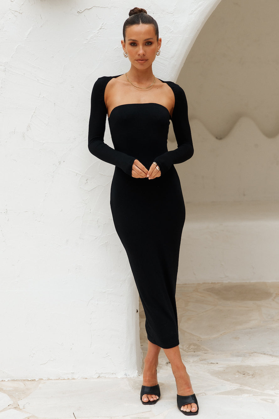 Tea Hour Midi Dress Set Black