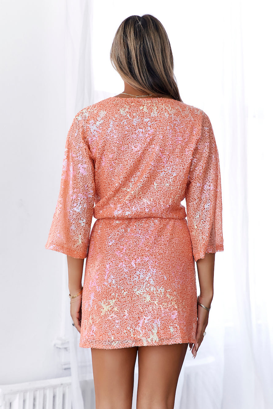 HELLO MOLLY Fade In Dress Orange Sequin