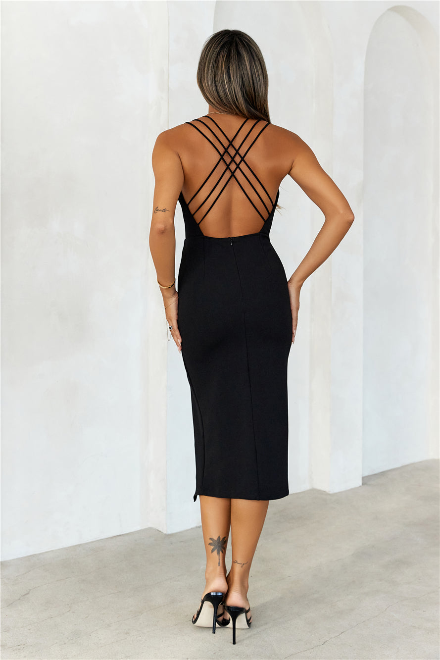 HELLO MOLLY Turn Up The Heat Midi Dress Black