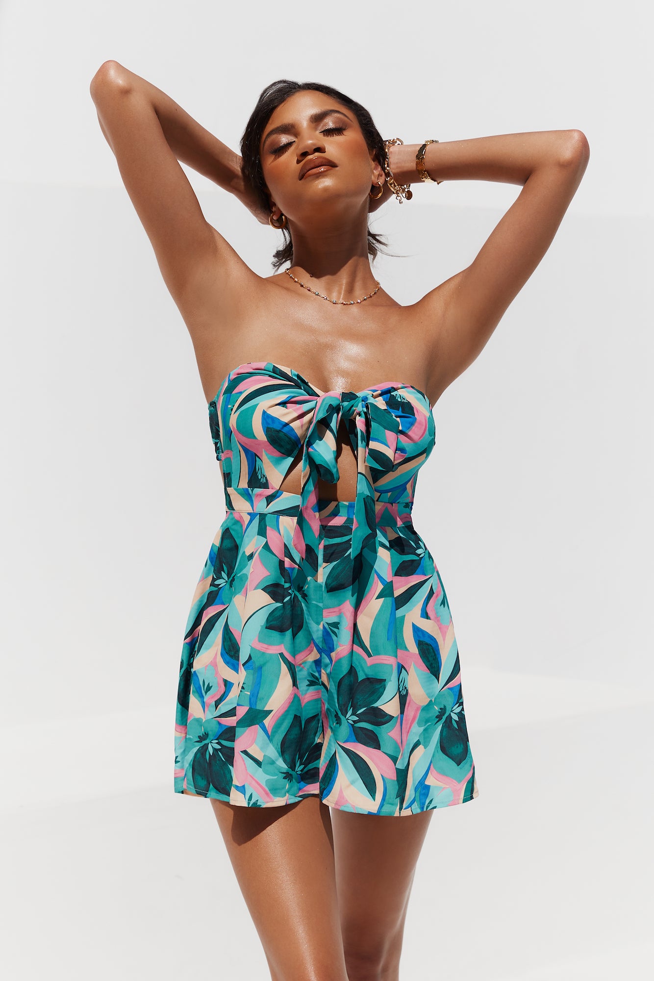 HELLO MOLLY Lei On The Beach Romper Blue