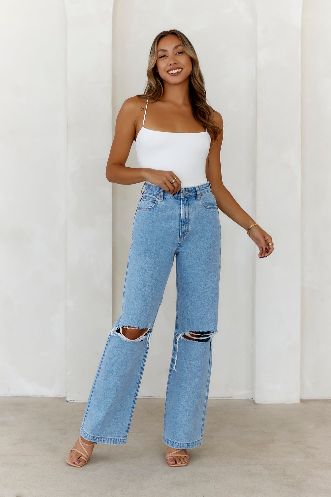 BASE  Day To Night Longline Top White