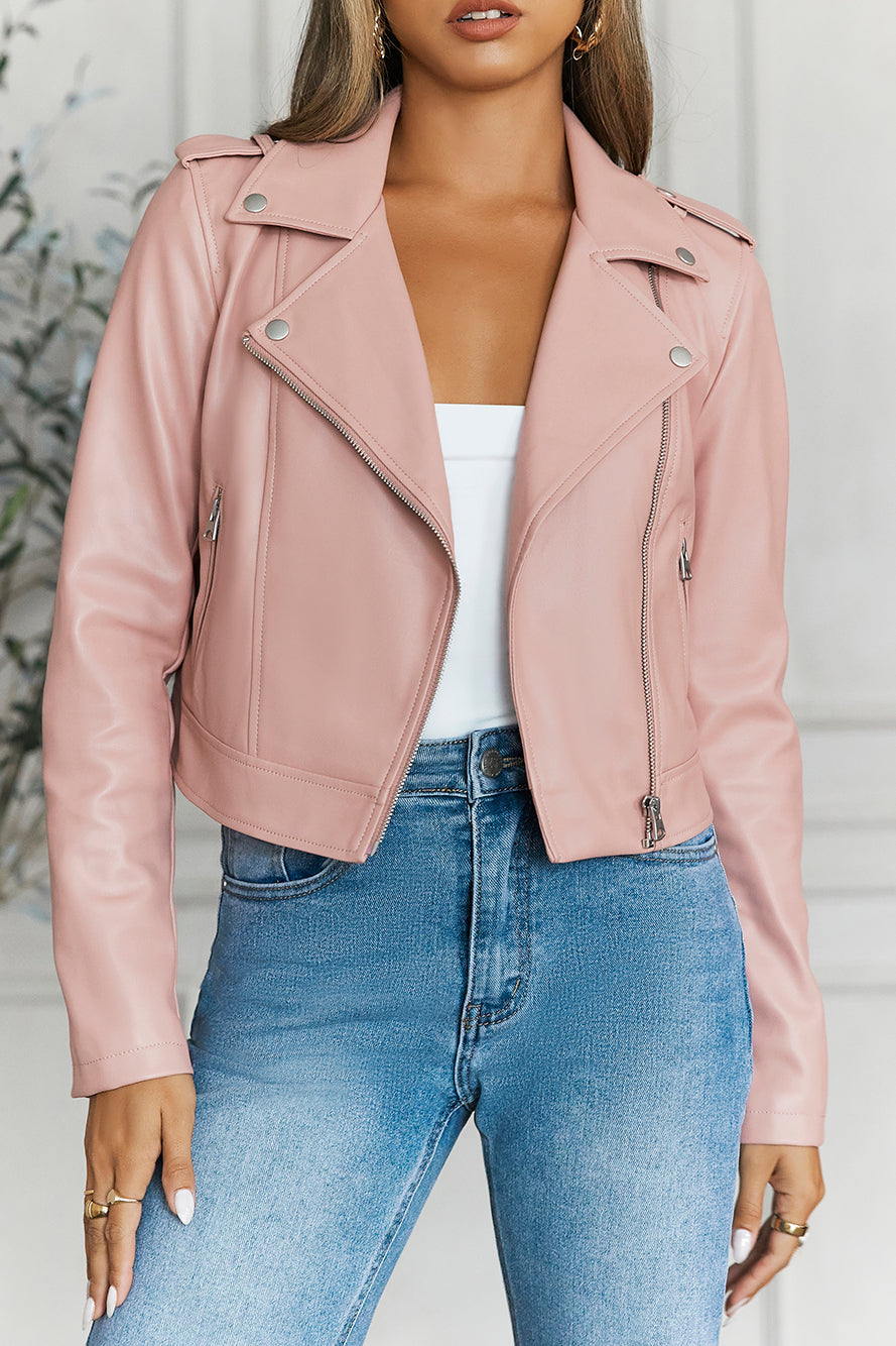 Valley Escape Faux Leather Jacket Pink