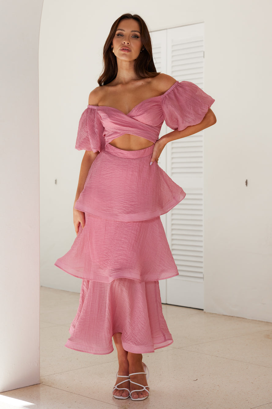 One Of A Kind Midi Dress Pink