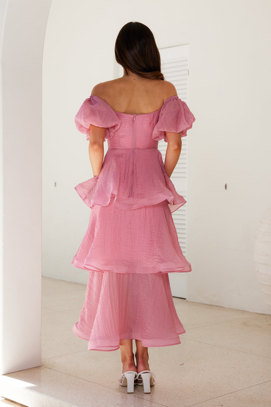 One Of A Kind Midi Dress Pink