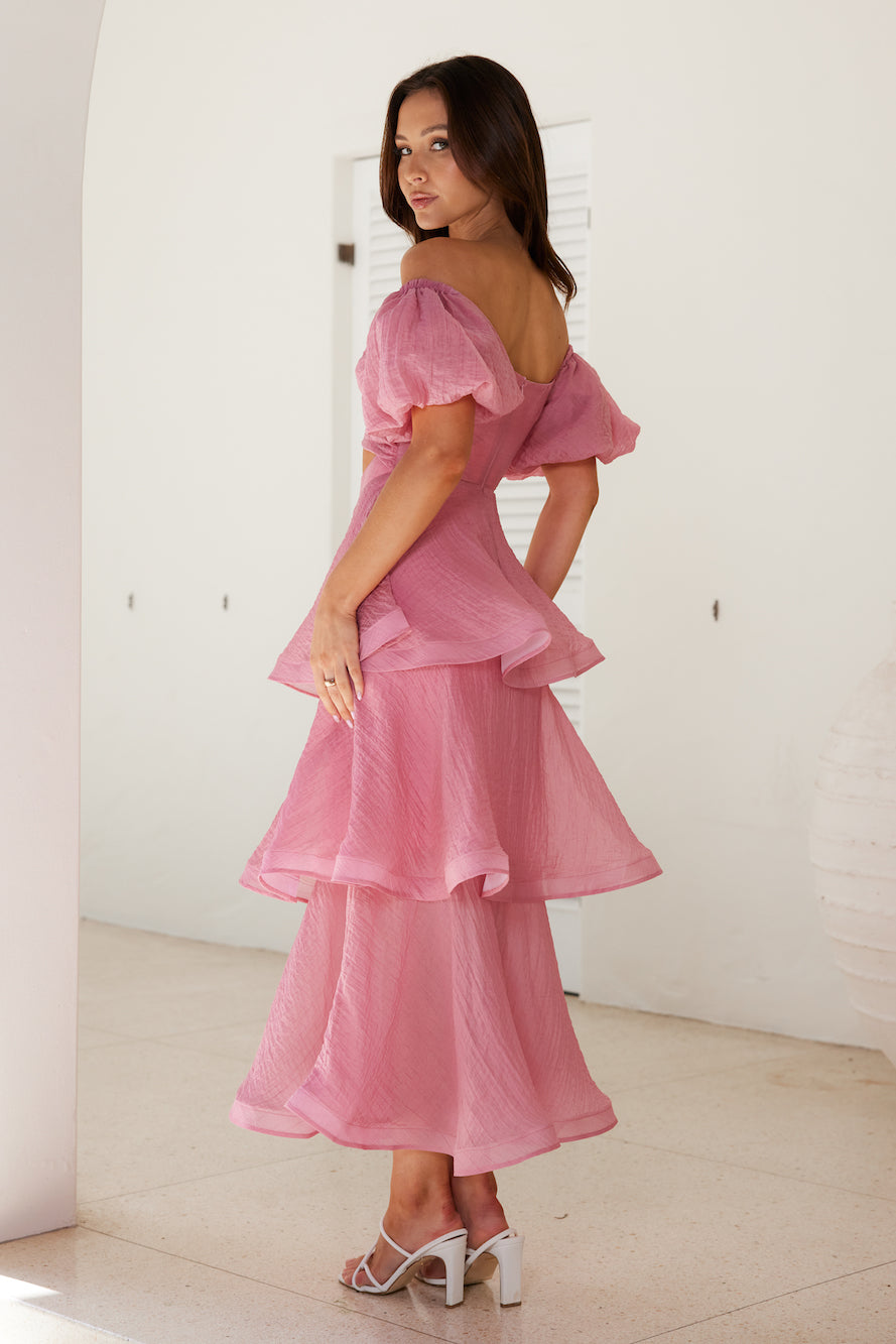 One Of A Kind Midi Dress Pink