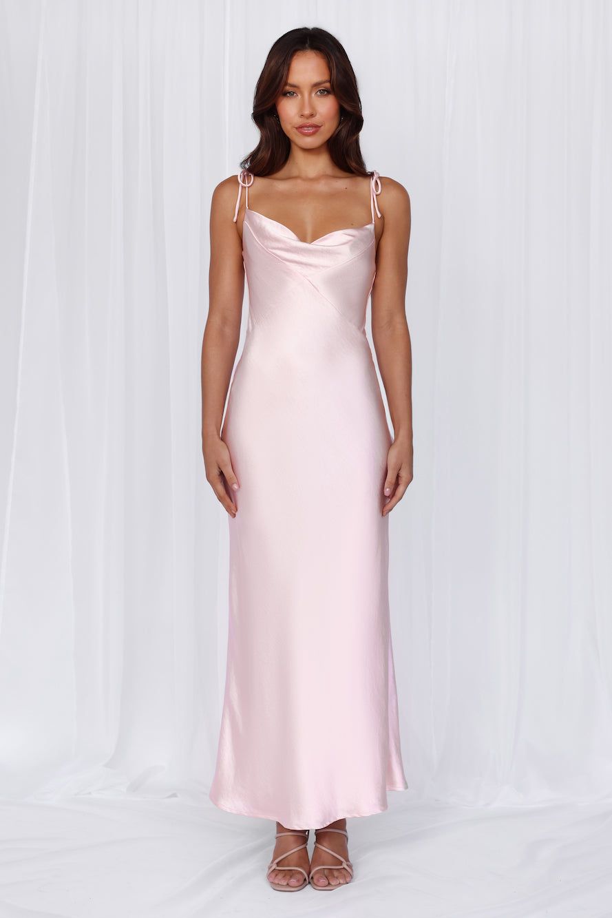 HELLO MOLLY The Penelope Cowl Satin Maxi Dress Pink