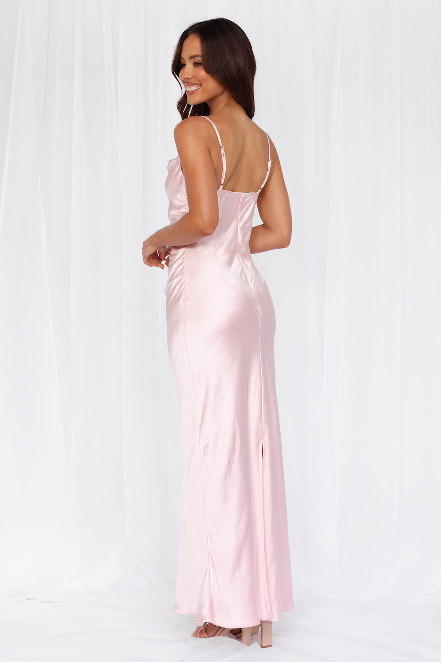 HELLO MOLLY The Madeline Cowl Satin Maxi Dress Pink