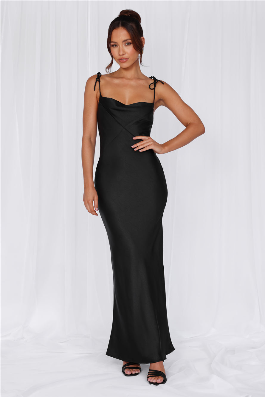 HELLO MOLLY The Penelope Cowl Satin Maxi Dress Black