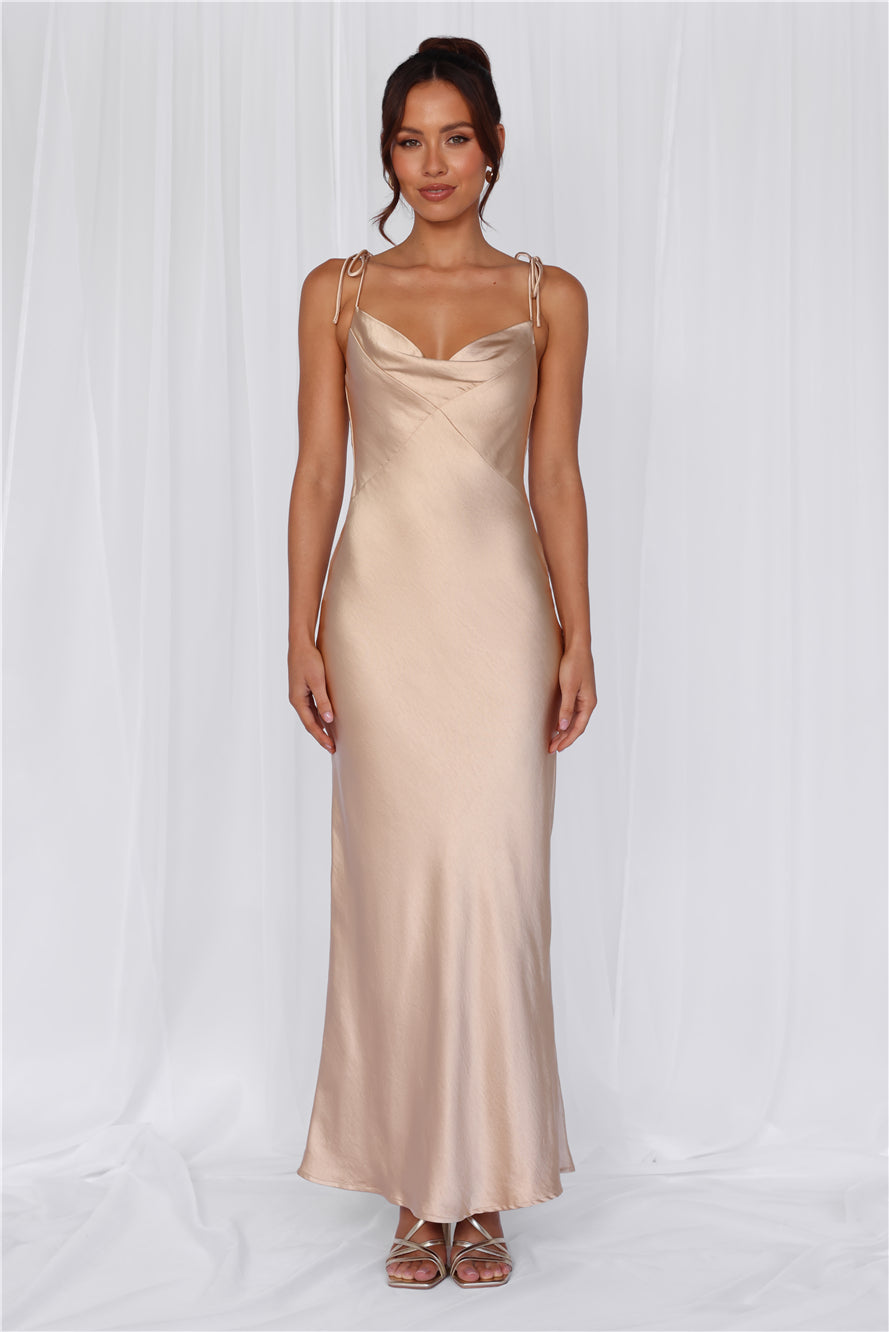 HELLO MOLLY The Penelope Cowl Satin Maxi Dress Champagne