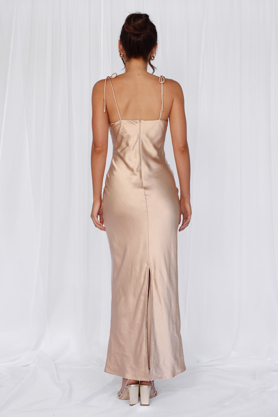 HELLO MOLLY The Penelope Cowl Satin Maxi Dress Champagne