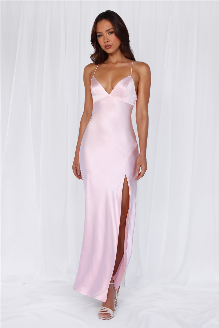 HELLO MOLLY The Sophia Satin Maxi Dress Pink