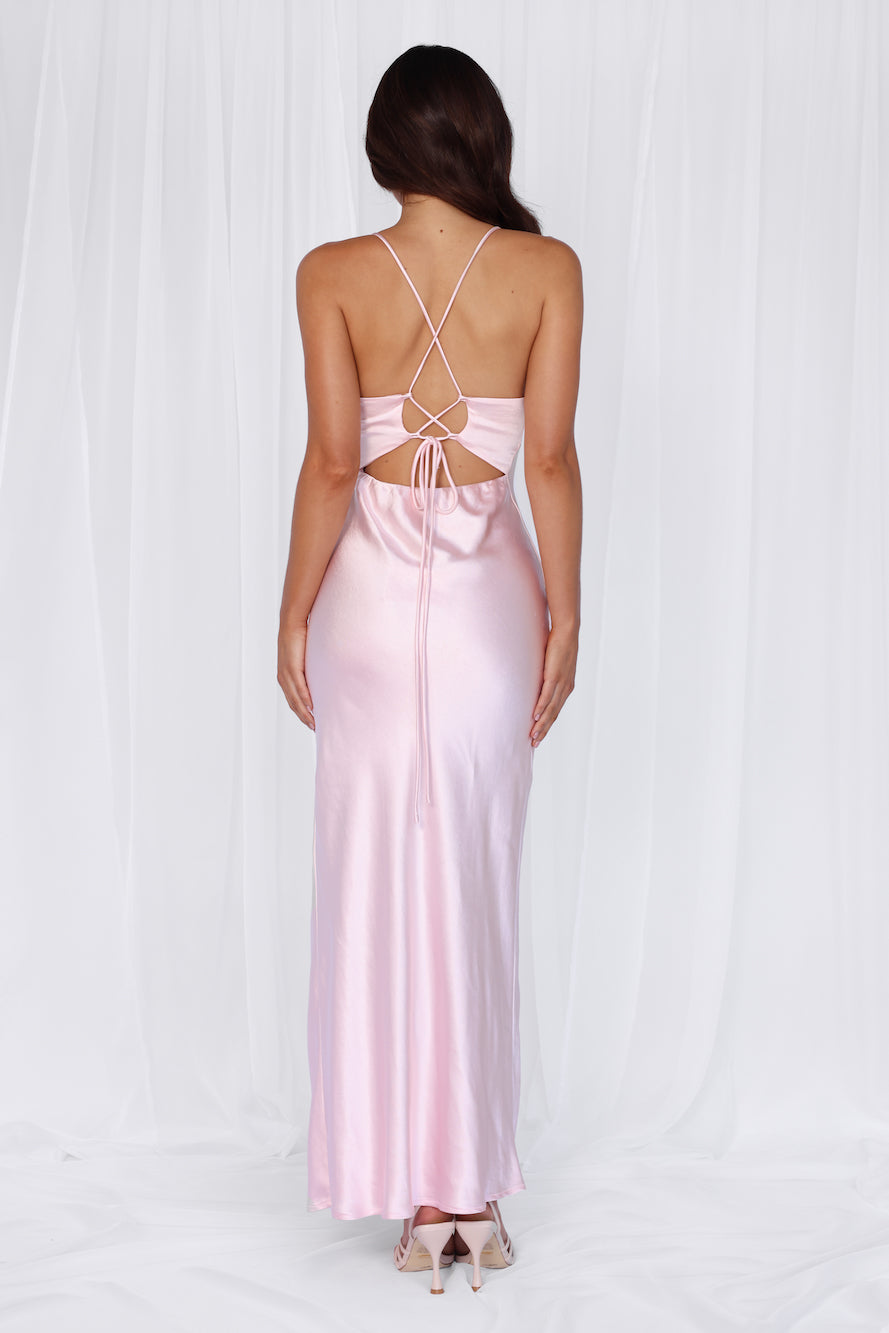 HELLO MOLLY The Sophia Satin Maxi Dress Pink