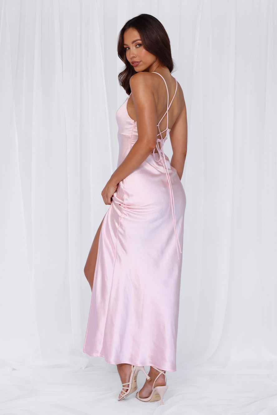 HELLO MOLLY The Sophia Satin Maxi Dress Pink