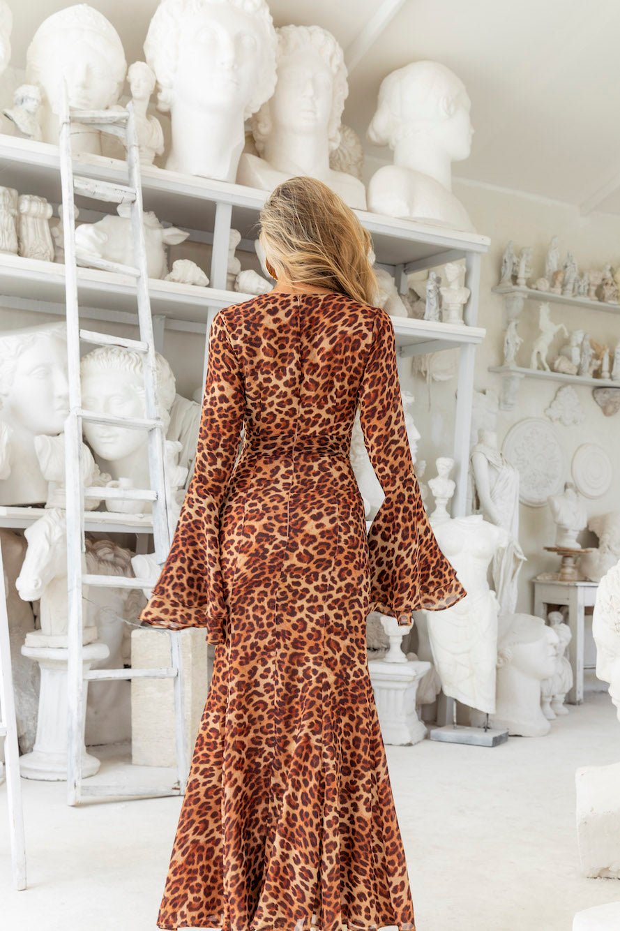 Sari Maxi Dress Leopard Print