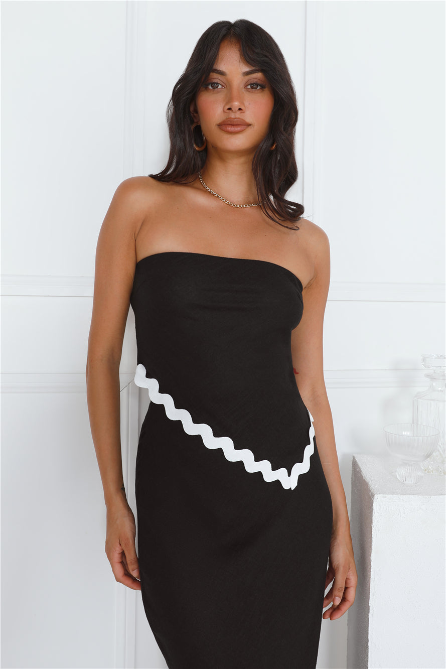 Touch Of Sass Strapless Crop Top Black