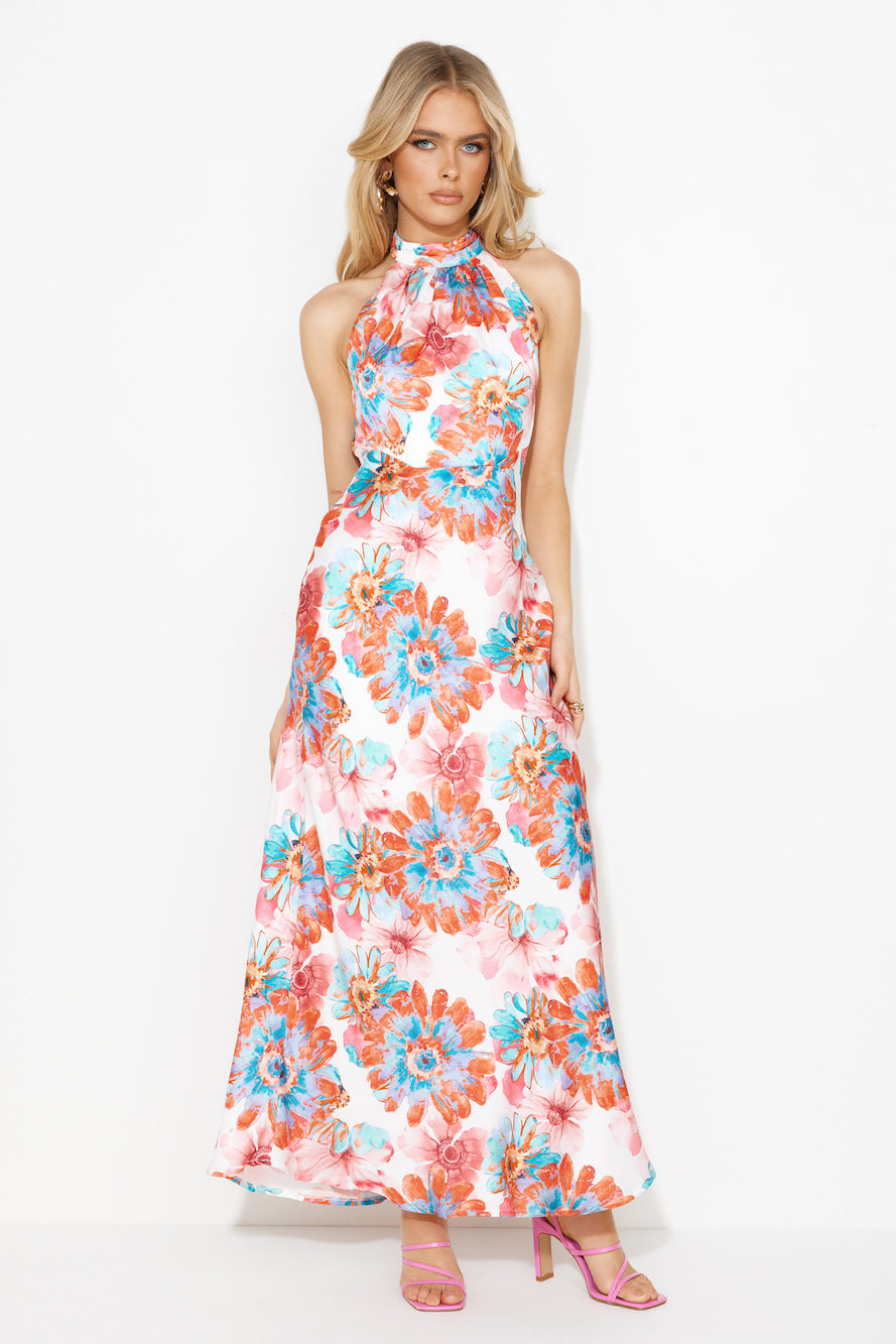 Floating Dreams Satin Maxi Dress Red