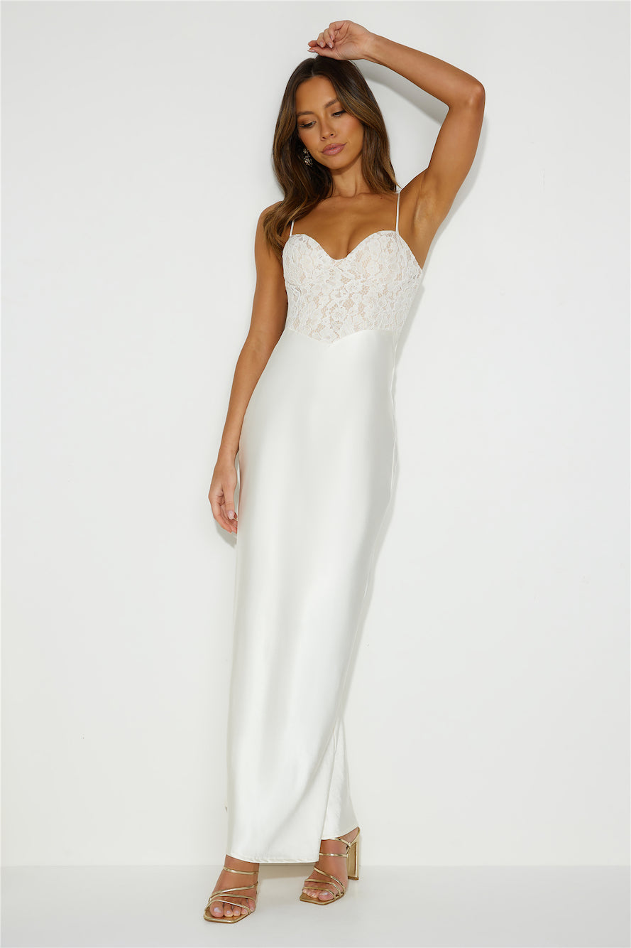 Keeping Memories Alive Satin Midi Dress Cream