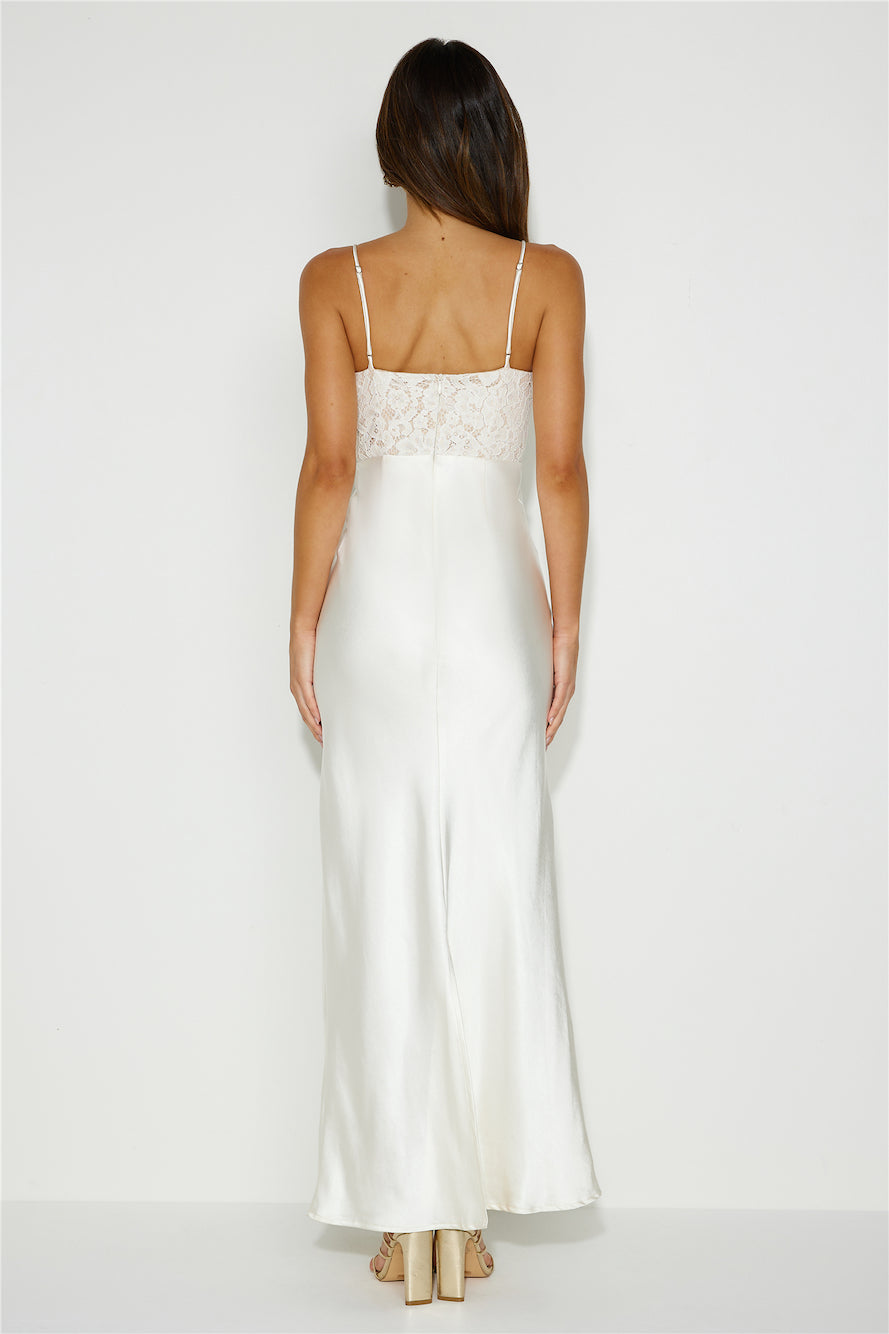 Keeping Memories Alive Satin Midi Dress Cream