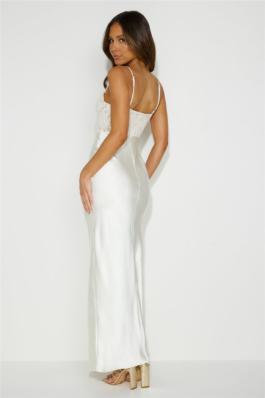Keeping Memories Alive Satin Midi Dress Cream