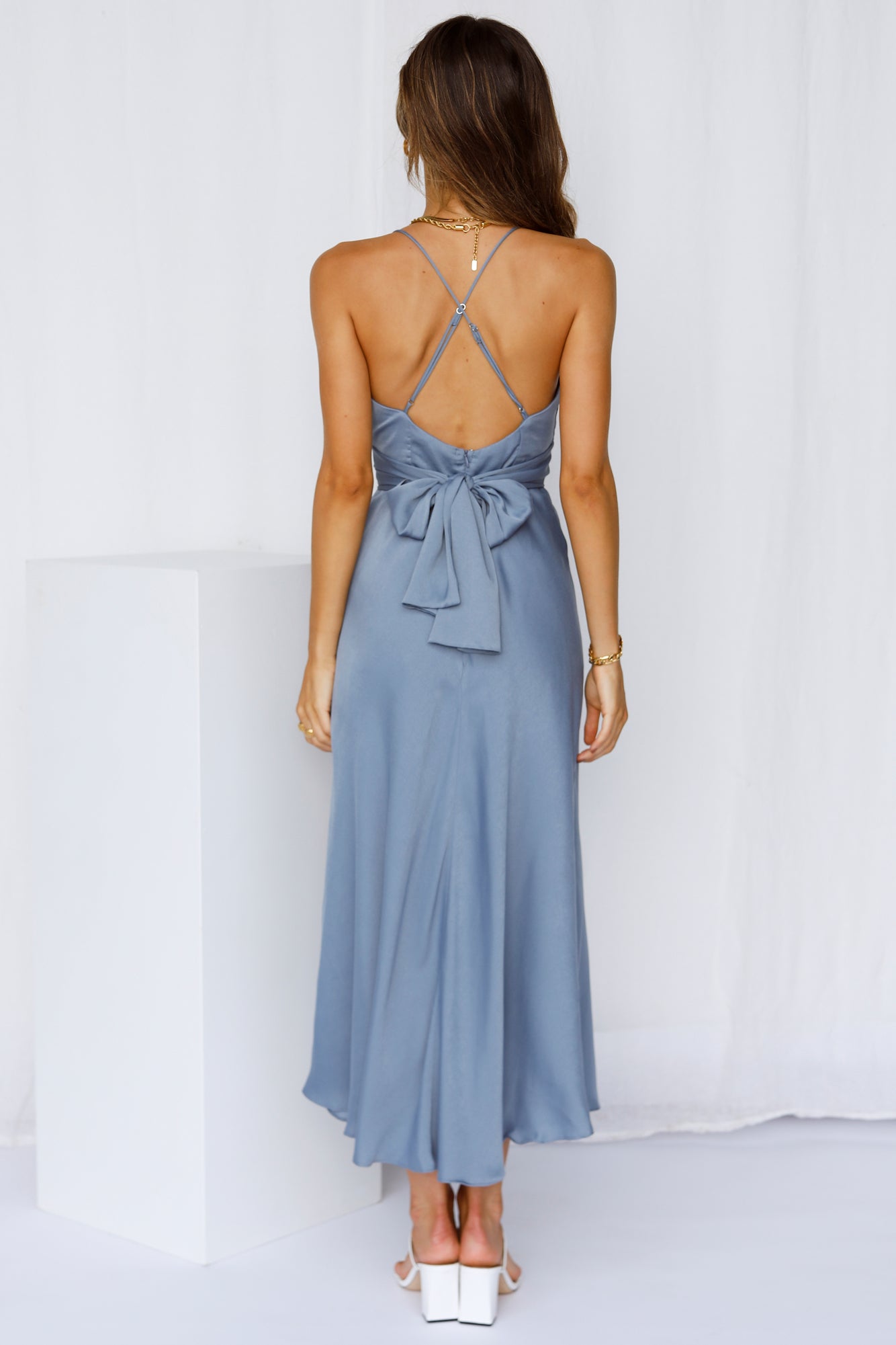 Jane Midi Dress Dusty Blue
