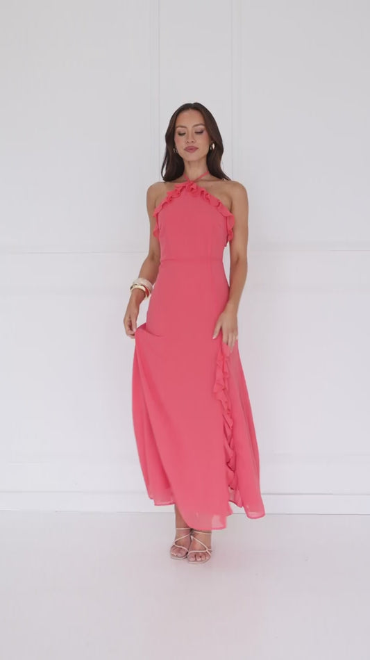 Love Potion Halter Maxi Dress Peach