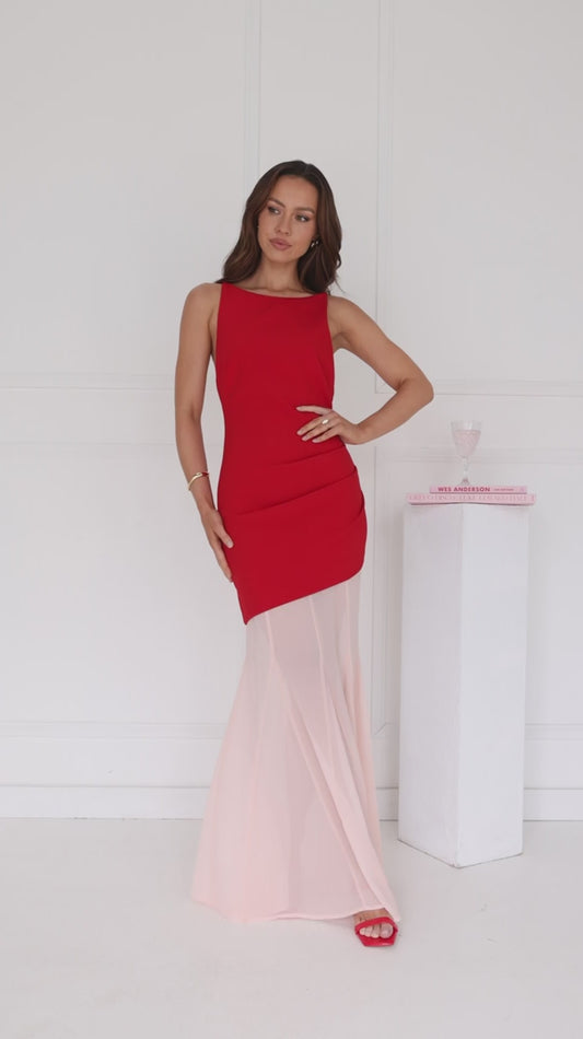 Modern Art Maxi Dress Red